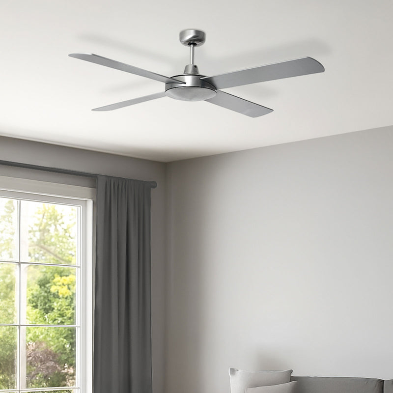 Brilliant Brush Aluminium with Silver Blades Tempest 52'' AC Ceiling Fan