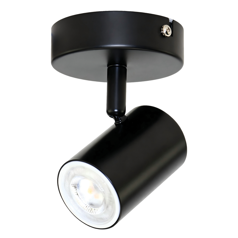 Brilliant Matte Black Nash Single Head Hardwired Modern Spotlight