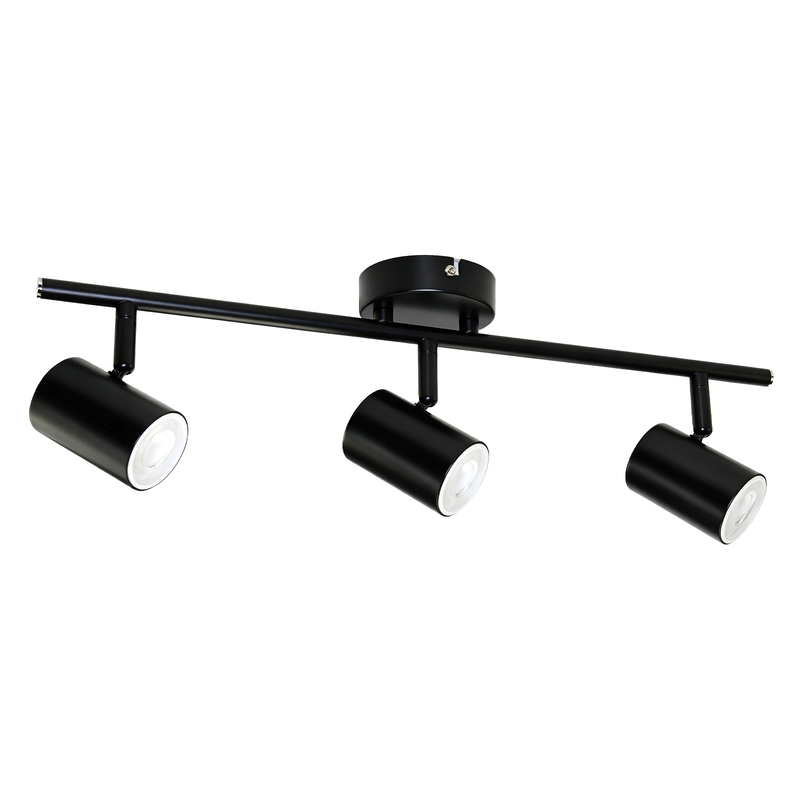Brilliant Matte Black Nash Three Head Hardwired Spotlight Bar